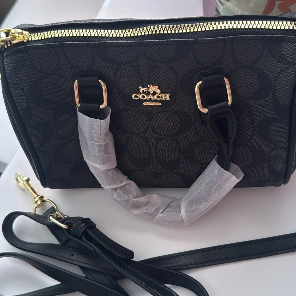 Coach Black Leather Mini Bag with Gold Hardware